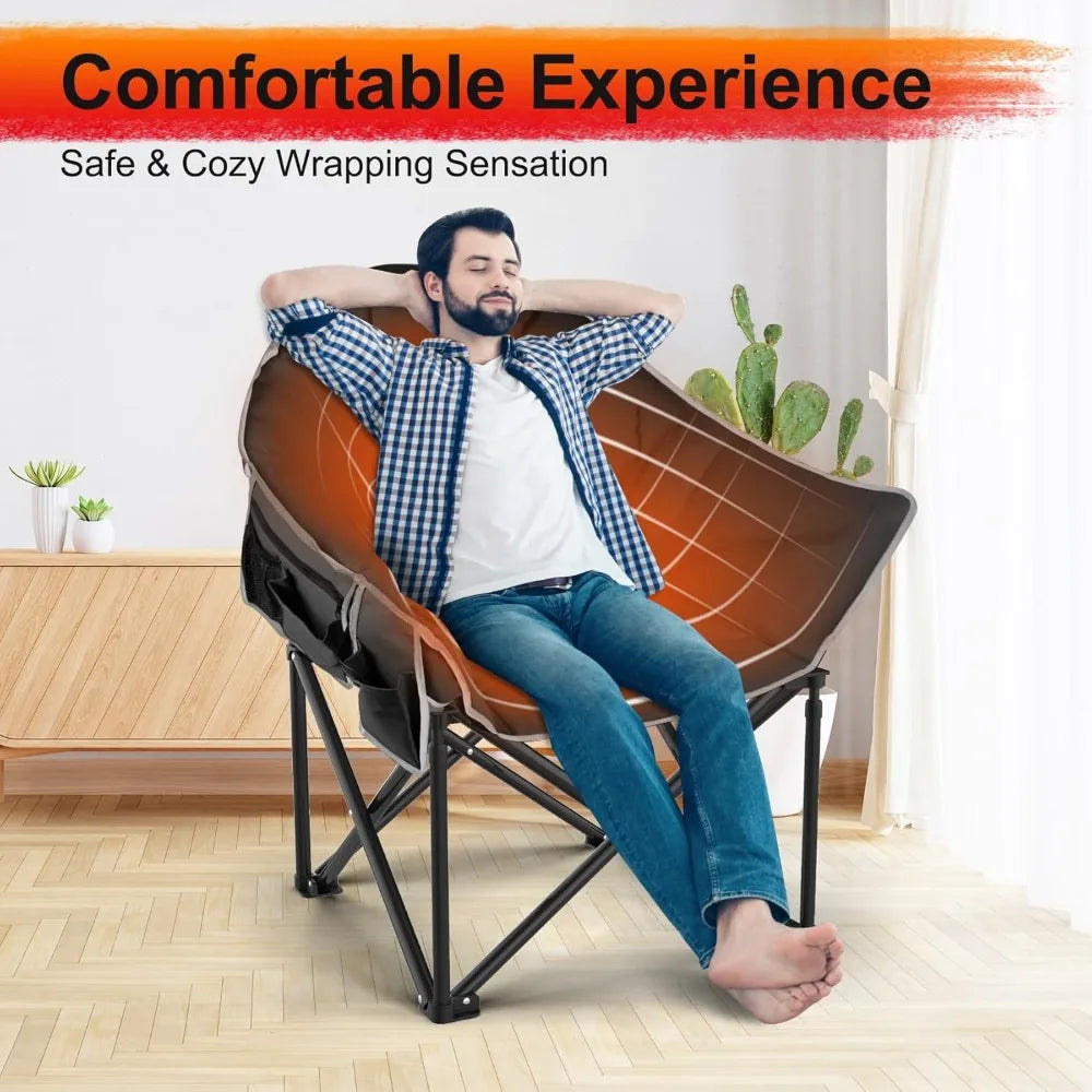 Luxury Oversized Heated Camping Chair with Adjustable Temperature for Outdoor Activities